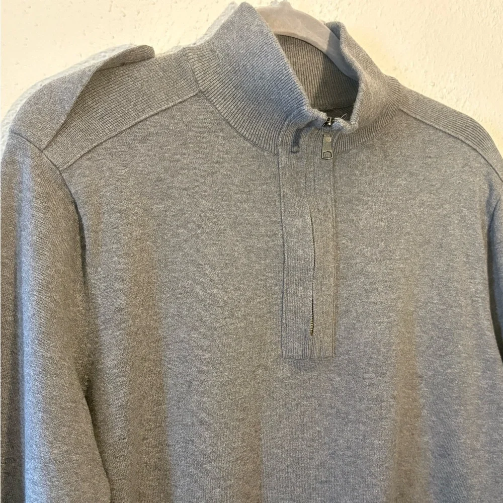 Preppy Banana Republic Mock Neck 1/4 Zip Cotton Sweater Men's Large Gray